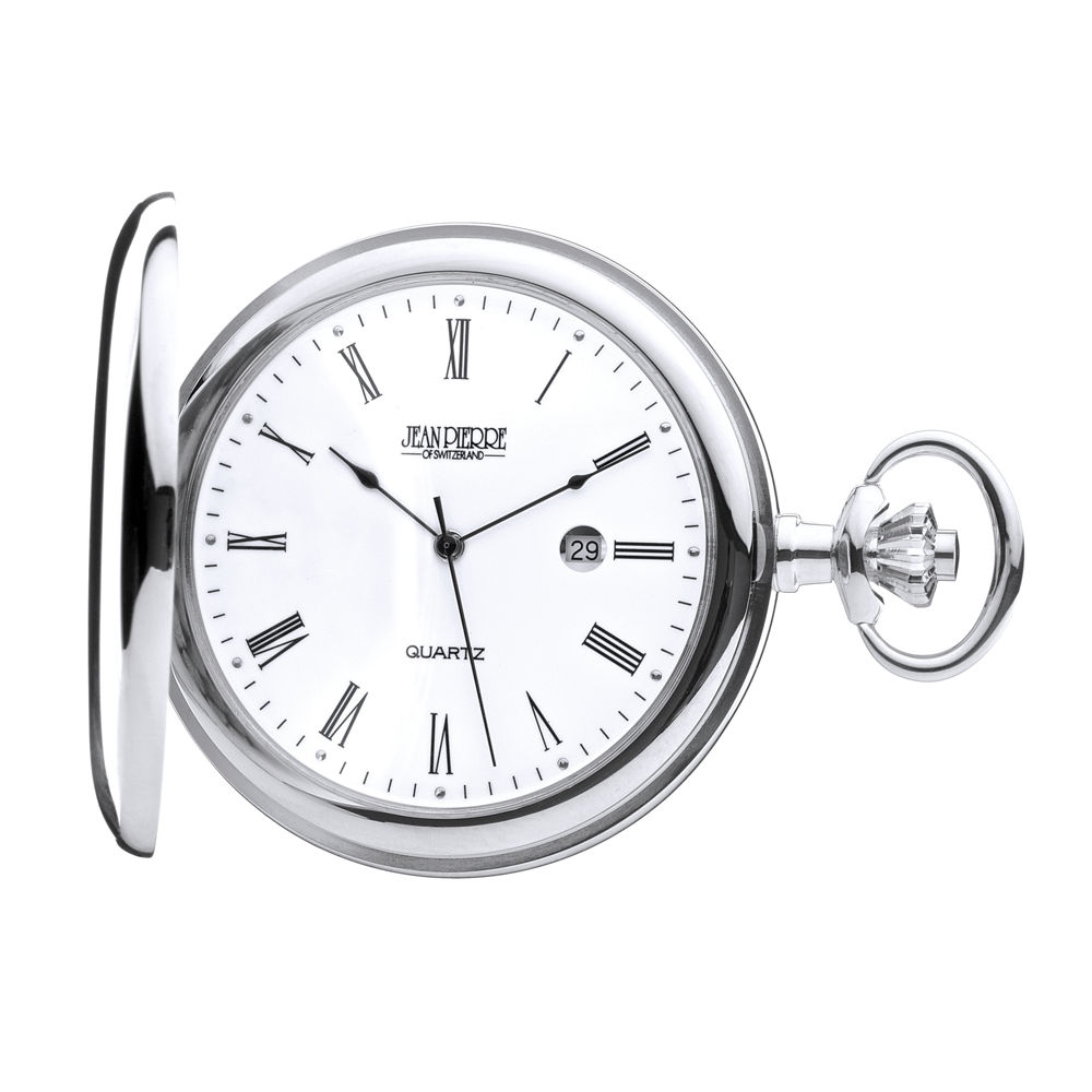 Pocket watch with face open on white background