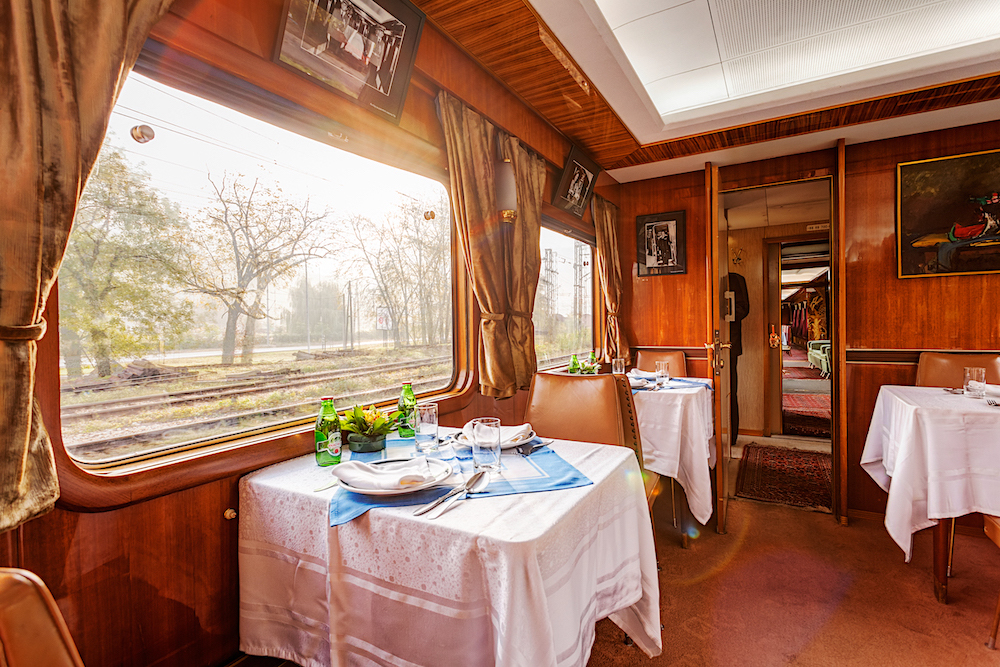 Luxury Passenger Train Dining Car Interior