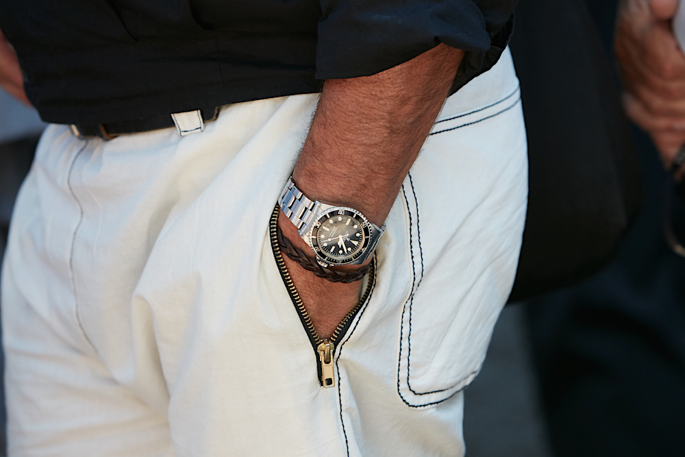 Man wrist with steel Rolex